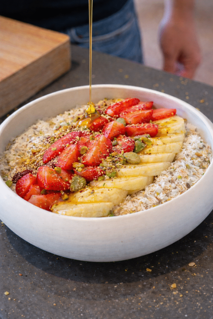 Yoghurt High-Protein Bowl with Dubai Chocolate Topping